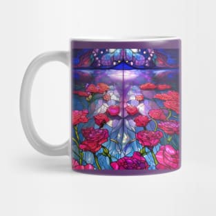 Beautiful Colorful Stained Glass Roses Mug